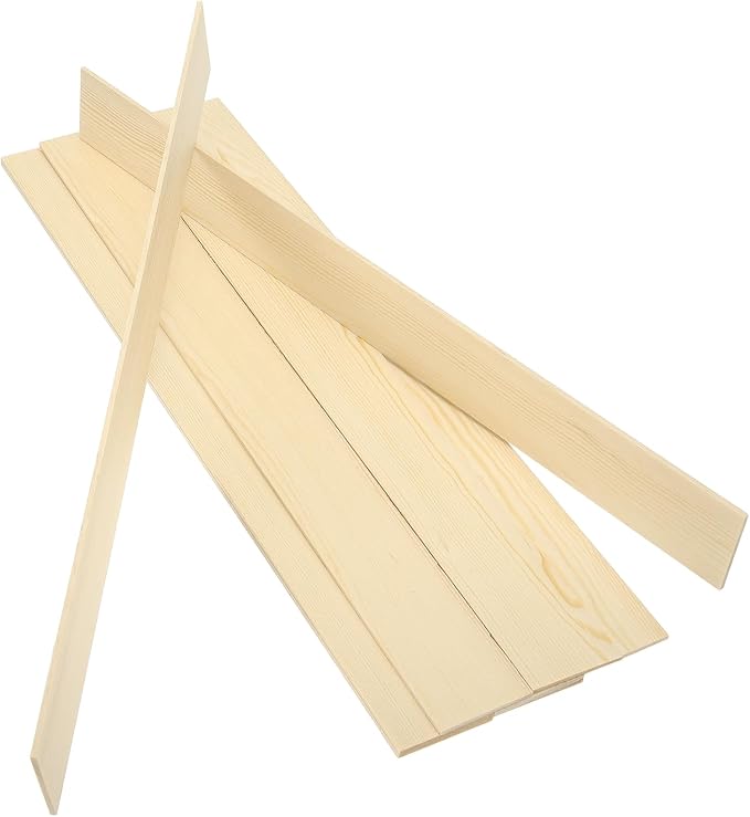 MECCANIXITY 10Pcs Wood Strips Slats, 5/64" x 1‑5/8" x 16" Thin Wood Sticks Flat