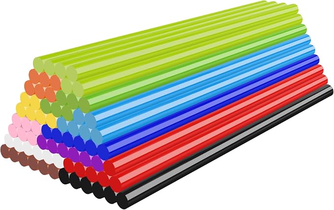72 Pack Colored Hot Glue Sticks Bulk, 8 x 0.27in 12 Colors Hot Glue Sticks Mini
