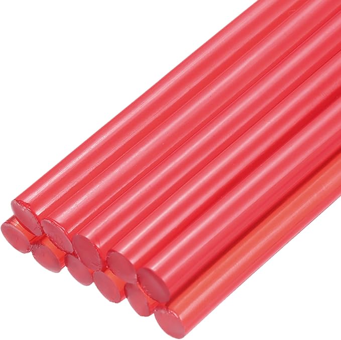 uxcell Mini Hot Glue Sticks for Glue Gun 7mm x 100mm Transparent Dark Red 12pcs