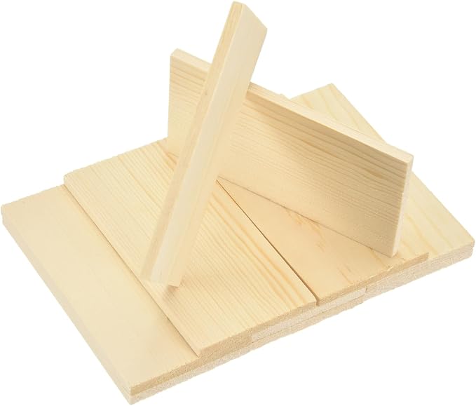 MECCANIXITY 10Pcs Wood Strips Slats, 3/16" x 2" x 4" Thin Wood Sticks Flat