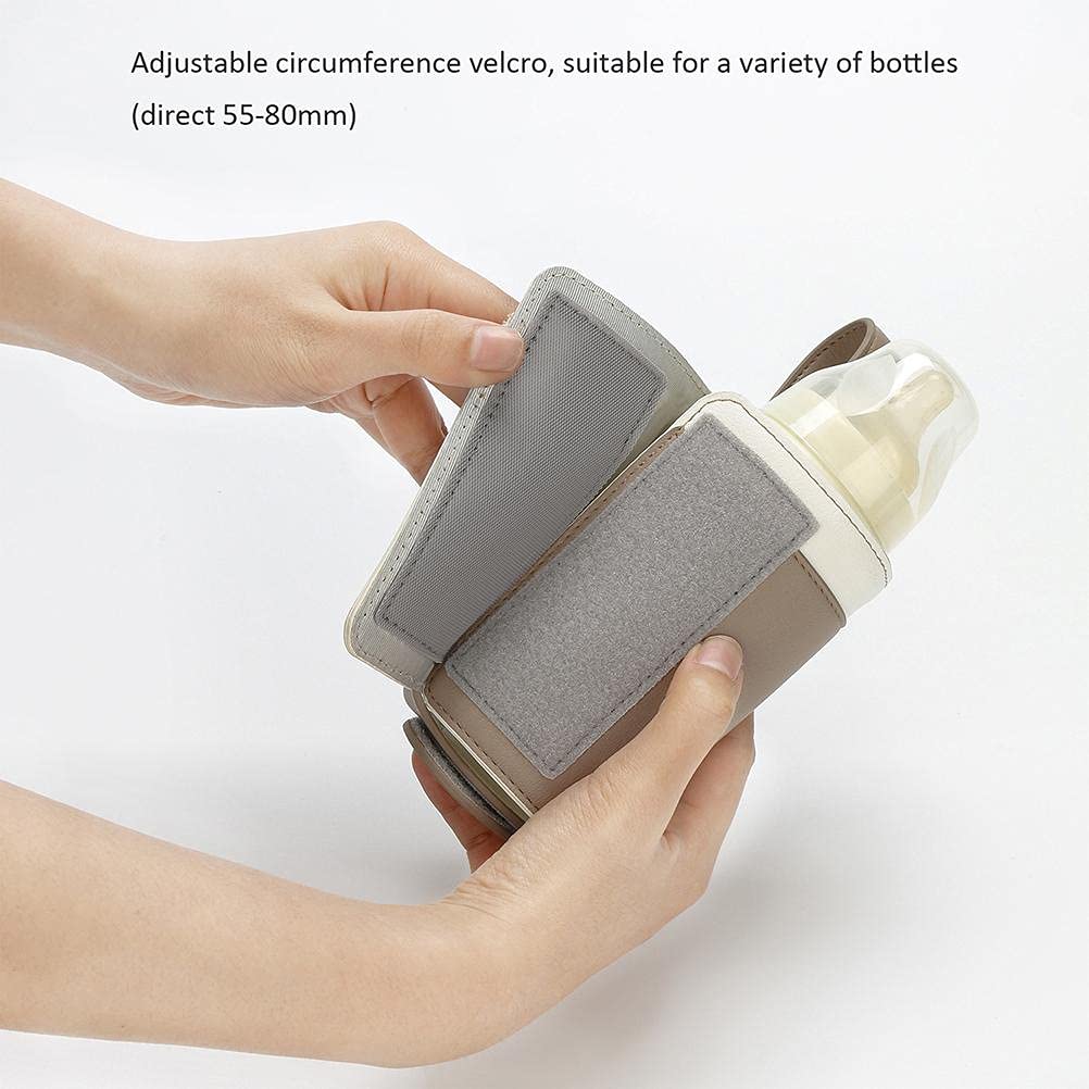 GOTOTOP Bottle Warmer Bag Portable Baby Bottle Warmer Leather Three Gears Adjustable Heated Bottle Bag Car Portable Thermostat Heating Cup Cover (d)