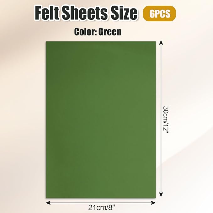 Biaungdo 6 Pcs Felt Fabric Sheets, 8 x 12 Inch Wide 1mm Thick Felts Sheet Soft