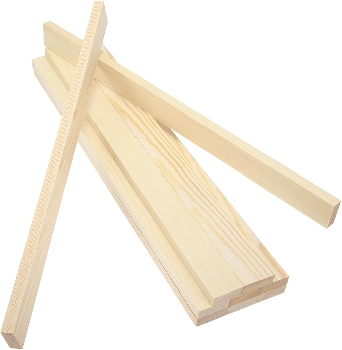 MECCANIXITY 10Pcs Wood Strips Slats, 3/8" x 1‑1/4" x 16" Thin Wood Sticks Flat