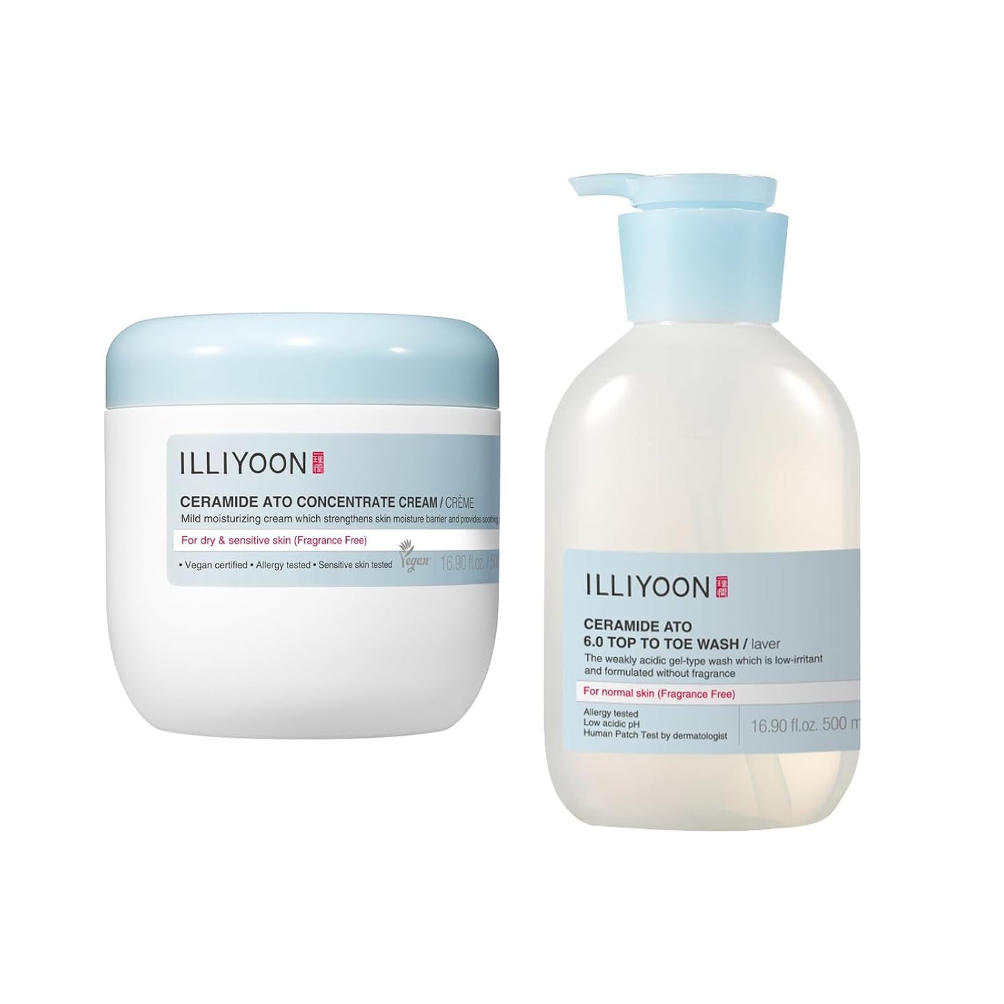 Illiyoon ATO Top To Toe Wash 16.9 Fl Oz with ATO Cream 16.9 Fl Oz