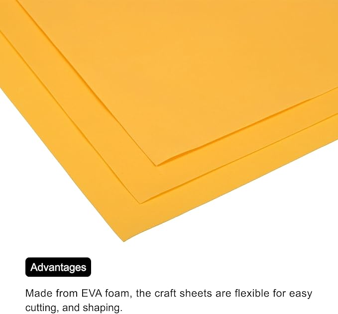 MECCANIXITY EVA Foam Sheets Golden Yellow 19.7 Inch x 19.3 Inch 1mm Thick