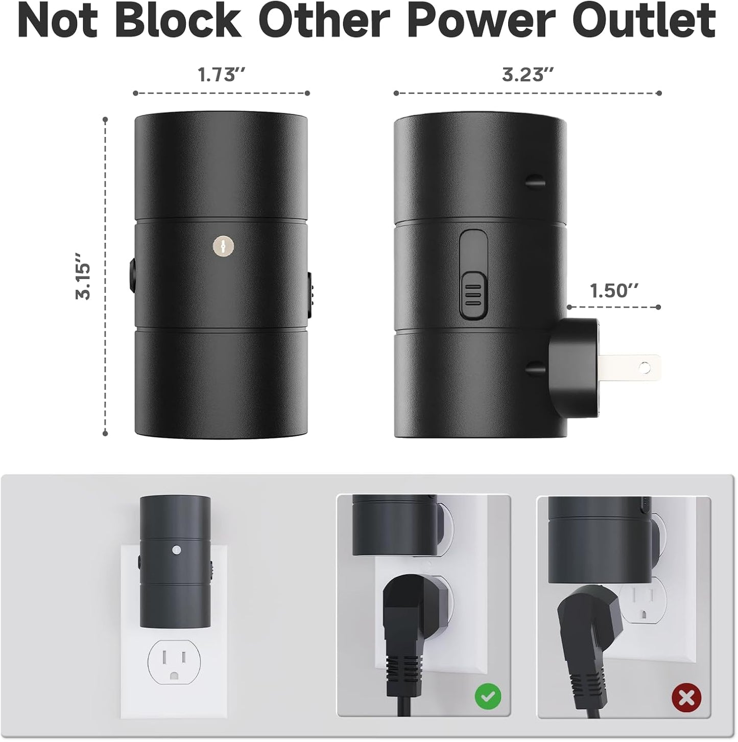 NIORSUN Night Lights Plug into Wall, Dimmable with 3 Color Modes & Auto On/Off Sensor, Ultra-Slim Nightlight for Hallway, Bathroom, Bedroom, Nursery, Kitchen (2 Pack, Black)