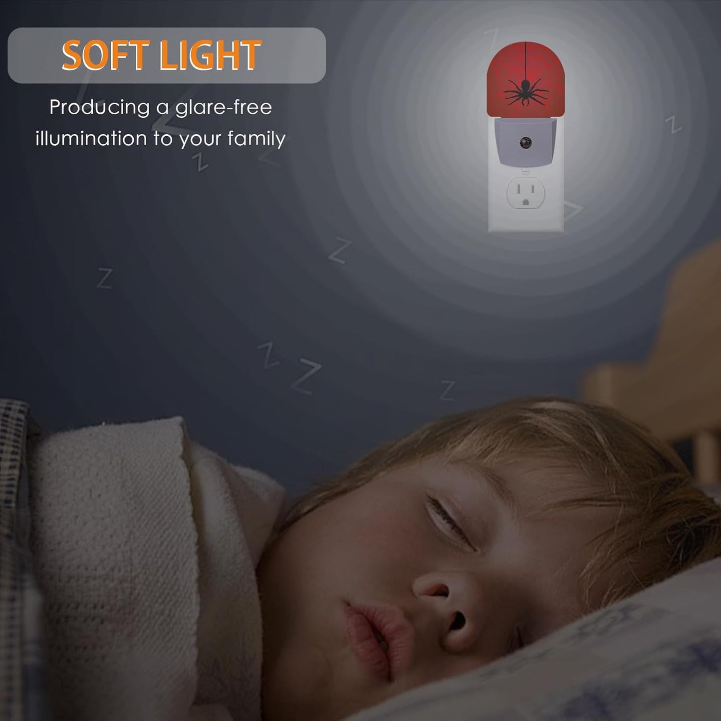 Red Spider Night Light,Spider Web Night Lights Plug into Wall with Dusk to Dawn Sensor,Lamp for Bedroom Bathroom Hallway Nightlight for Women Girls