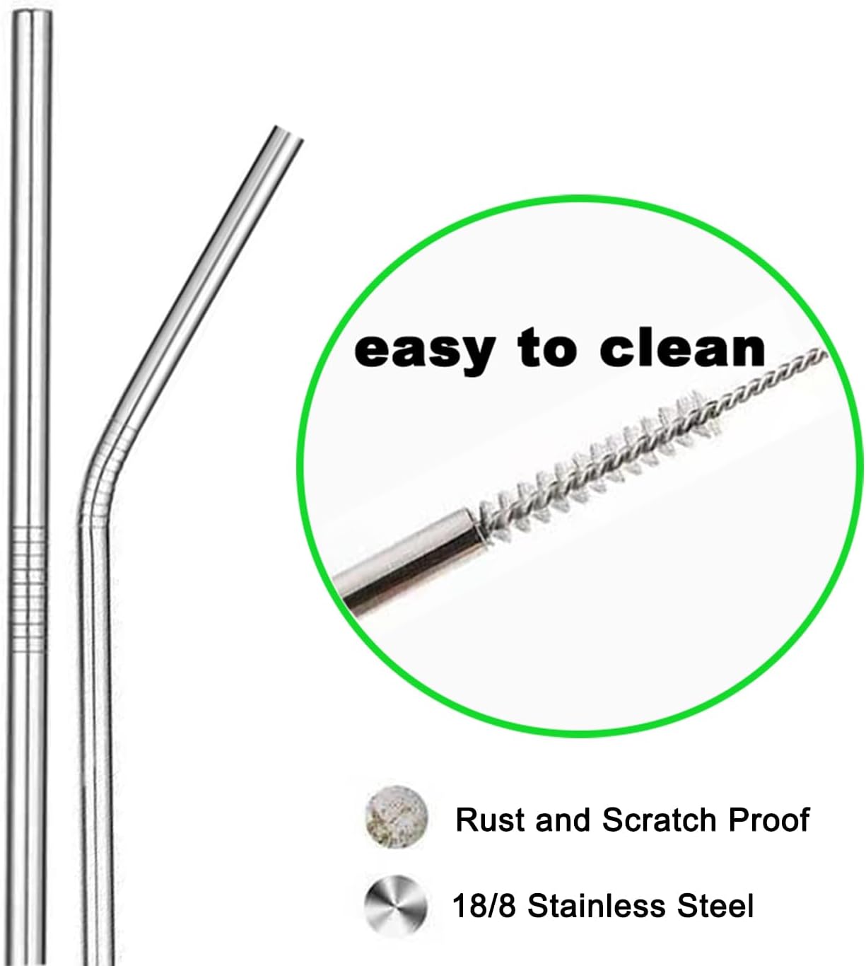 Straw Cleaner Brush Long 10 inch, 10-PCS Straw Brush of Bristles Diameter (5+8+12+16+20mm) for Cleaning Reusable Straws, Sippy Cup, Water Bottles, Tumblers, Tubes Clear Color