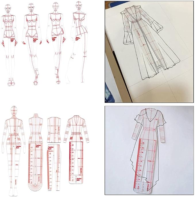 DYNWAVE 8 Pcs French Curve Template Ruler Set, Sewing Humanoid Patterns Design