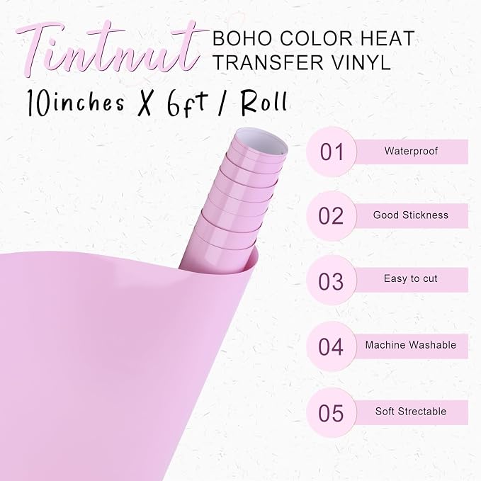 Tintnut Lavender Color Heat Transfer Vinyl, 10inx6ft Iron on Vinyl | Neutral