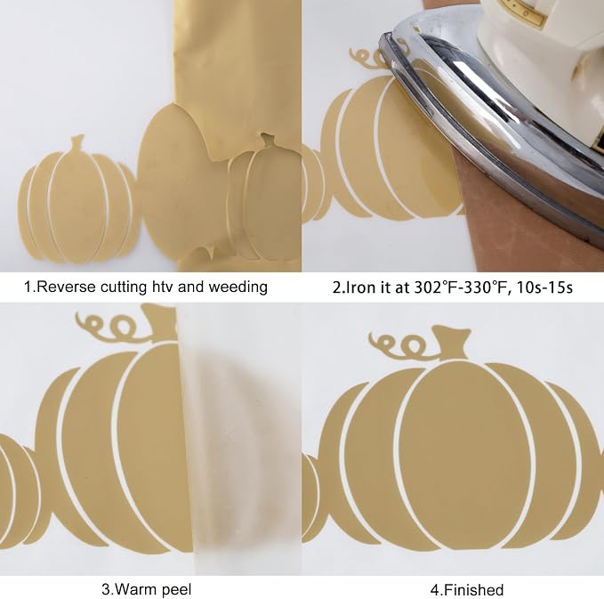 FUNKAKA Soil Golden HTV Heat Transfer Vinyl Rolls, Adhesive Vinyl