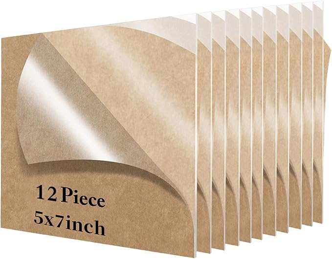 12 Pieces 5 x 7 Inch Clear Acrylic Sheets Blank Acrylic Signs, 1/8”Thick Thick