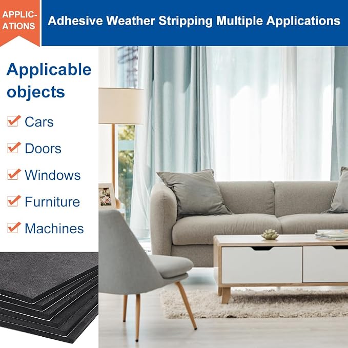 BENECREAT 6 Pcs 5mm Thick Self Adhesive Foam Sheet 8.3x11.8 Inch Black Non-Slip