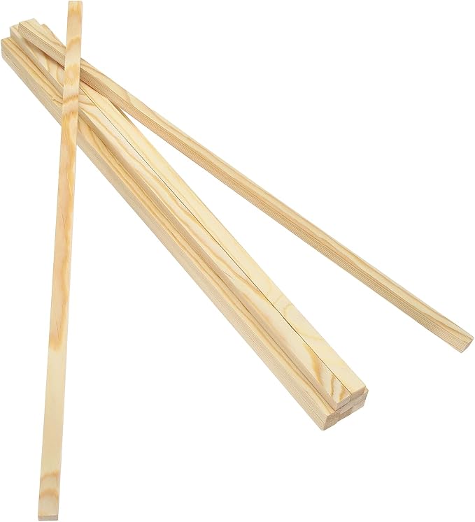MECCANIXITY 10Pcs Wood Strips Slats, 5/16" x 3/8" x 16" Thin Wood Sticks Flat