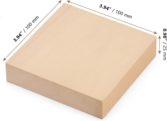 LEXININ 20 PCS 4 x 4 x 1 Inch Square Wood Carving Blocks, Unfinished Basswood