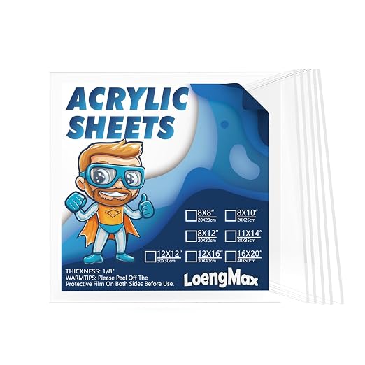 1/8" Thick Clear Acrylic Sheet 8" x 8"