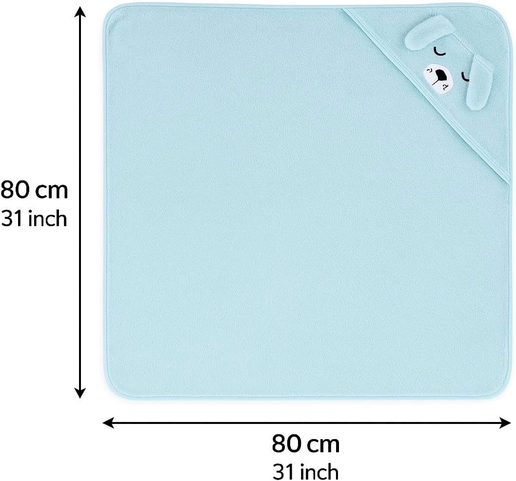 Hooded Baby Bath Towel, Pink Design, Soft and Absorbent (White and Blue)