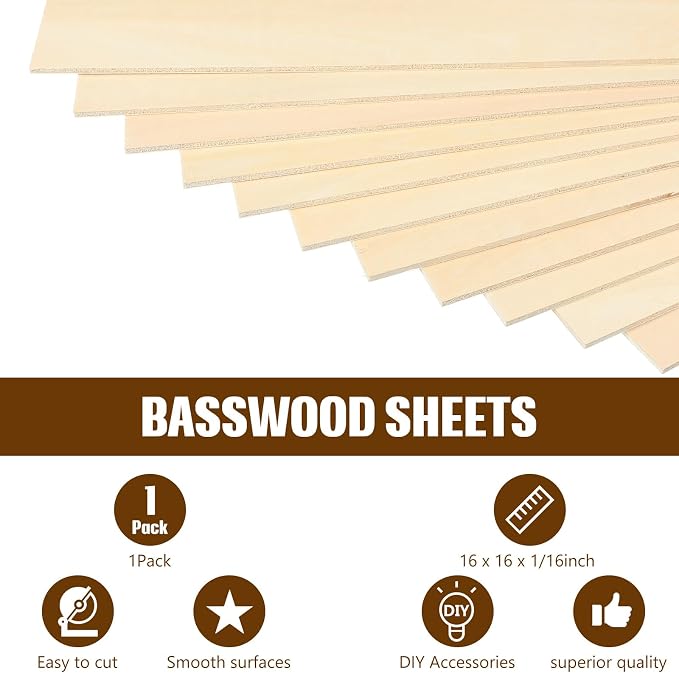 Riakrum Basswood Sheets Plywood Board Unfinished Wood Boards