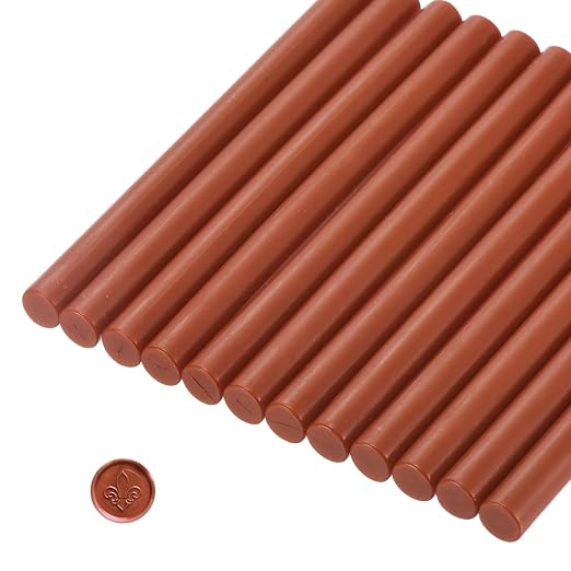 MECCANIXITY 12 Pcs Brown Red Cylinder Sealing Wax Stick Glue Gun Wax Seal Rod
