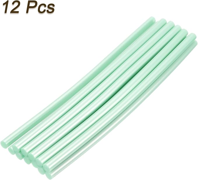uxcell Mini Hot Glue Sticks for Glue Gun 7mm x 200mm Fresh Green 12pcs