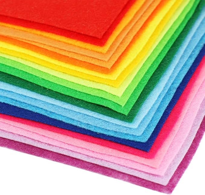 Felt Sheets, DIY Craft Sewing Pre-Cut Quilt Squares, Premium Colorful Hard