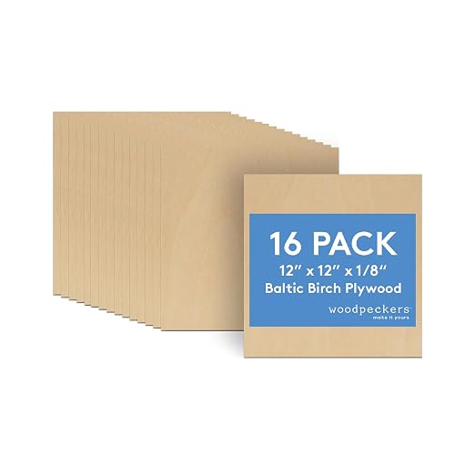 3 mm Baltic Birch Plywood 1/8 x 12 x 12 Inch, Box of 16 B/BB Grade Craft Wood