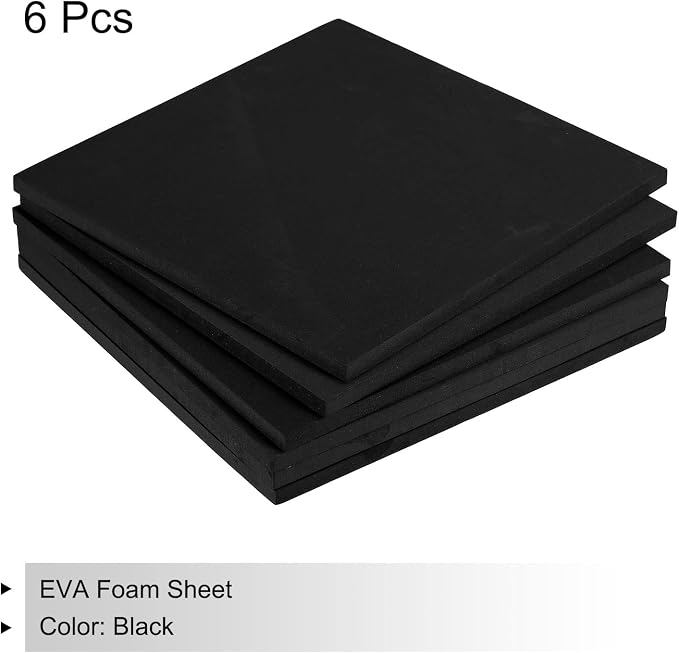 MECCANIXITY EVA Foam Sheets Black 9.8 Inch x 9.8 Inch 10mm Thick Crafts Foam