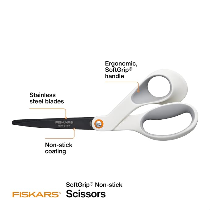 Fiskars 8" Premium Non-Stick SoftGrip All Purpose Scissors