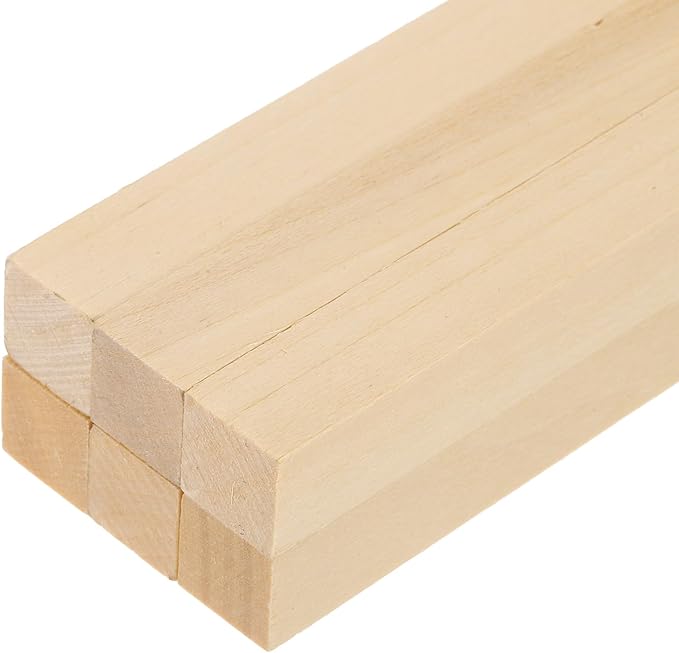 MECCANIXITY 6Pcs Basswood Sticks, 3/8" x 3/8" x 10" Square Wooden Dowel Rods