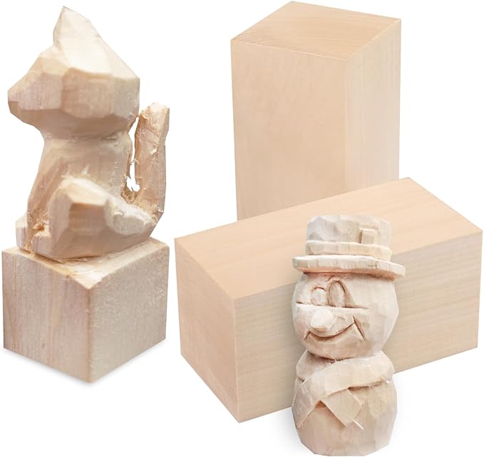 6 Pack Basswood Carving Blocks, Soft and Smooth, Easy Whittling and Carving