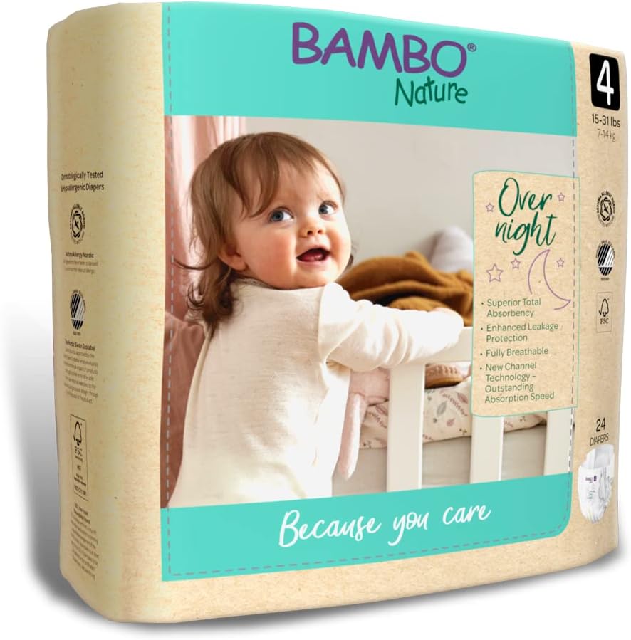 Bambo Nature Baby Baby Diaper Size 4 15 to 31 lbs. 1000021010, 48 Ct