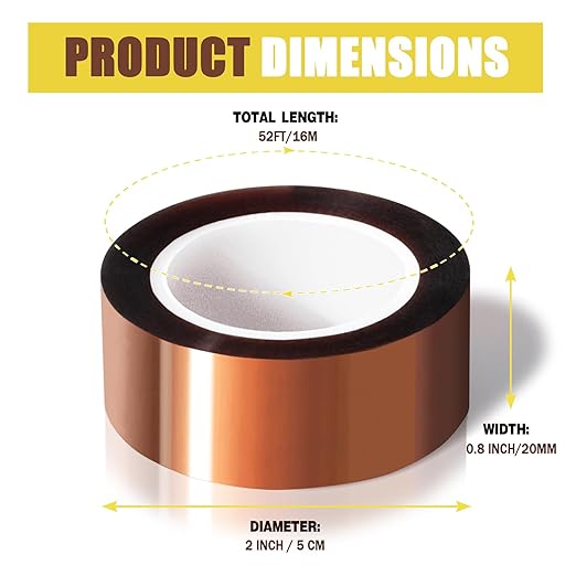 MEBMIK 12 Rolls 20mm x16m Heat Tape High Temperature Heat Resistant Tape Heat
