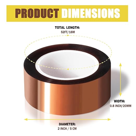 MEBMIK 6 Rolls 20mm x16m Heat Tape High Temperature Heat Resistant Tape Heat