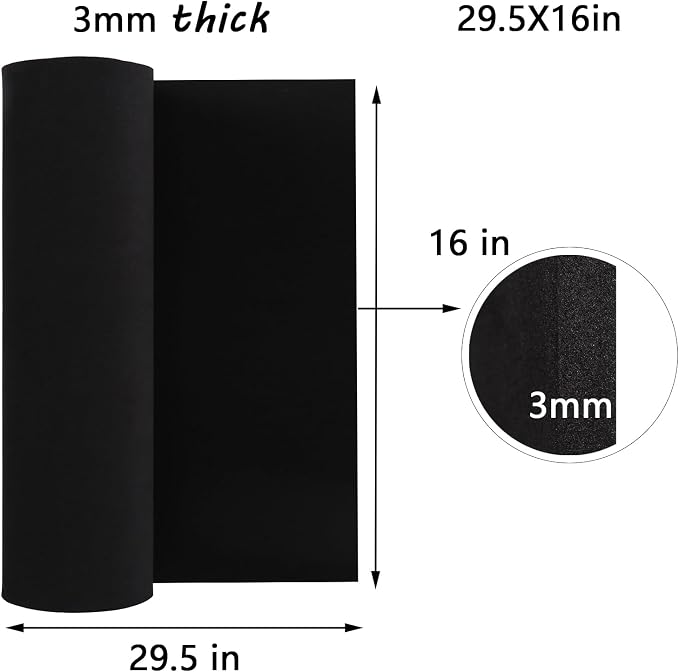 AMZQNART 3mm EVA Foam Sheets Roll 16x29.5in Black
