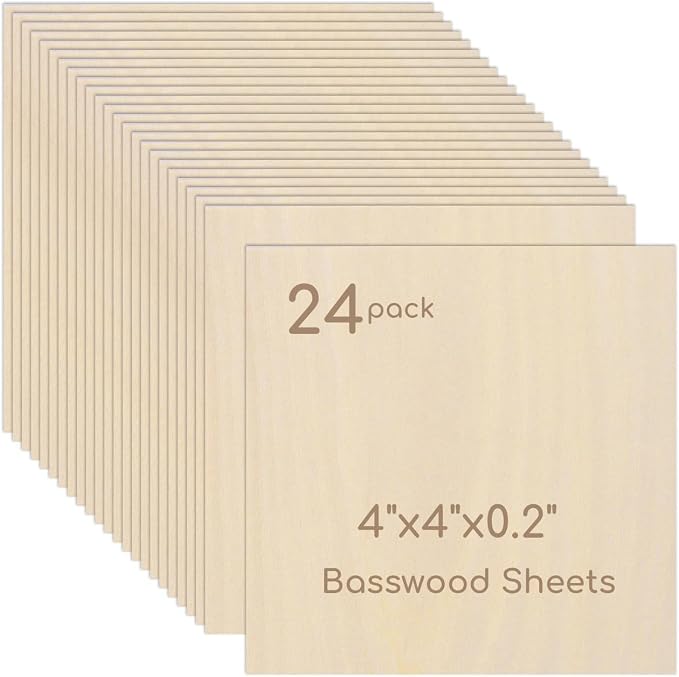 24 Pack Plywood Sheets, Unfinished Wood Boards Blanks