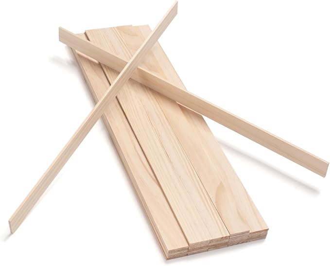 Wooden Dowels for Crafts, Wood Slats Trim Strips for Wall 1/8" × 1" × 17.5"