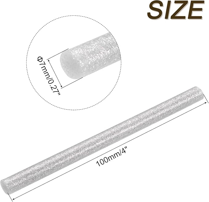 uxcell Mini Hot Glue Sticks for Glue Gun 7mm x 100mm Glitter Bright Silver 12pcs