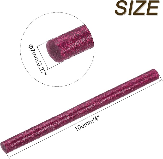 uxcell Mini Hot Glue Sticks for Glue Gun 7mm x 100mm Glitter Rose Red 12pcs