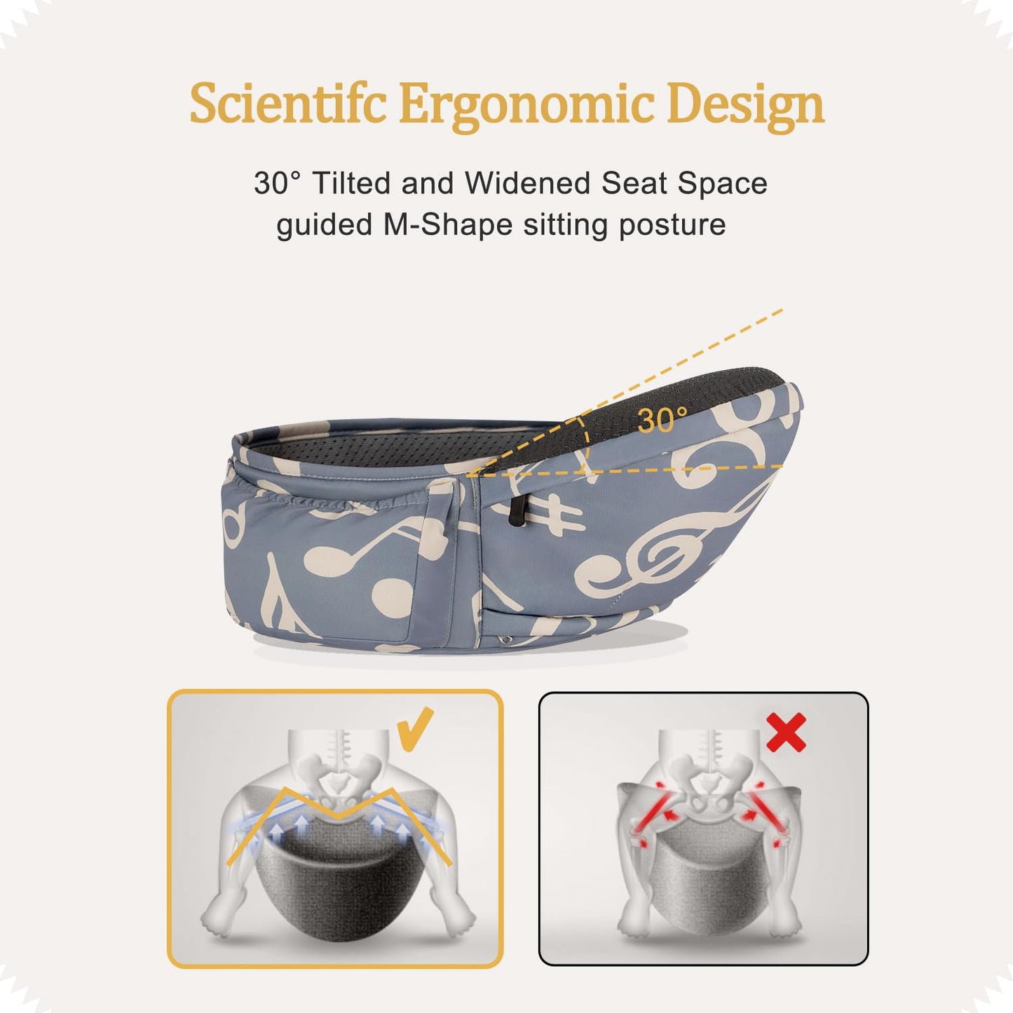 Baby Hip Seat Carrier Baby Waist Stool for Child Infant Toddler with Adjustable Strap Buckle Pocket Soft Inner Huge Storage,Dark Grey