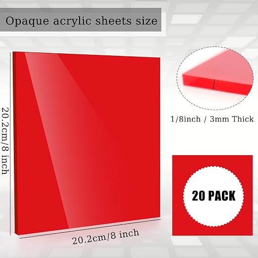 Adrattnay Acrylic Sheets 1/8" Thick, Opaque Colored Acrylic Panels