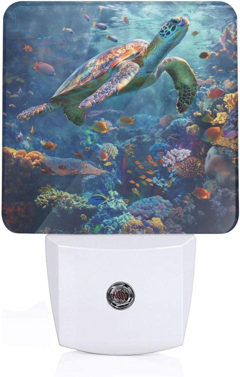 Led Night Light, Sea Turtle Decorative Plug in Nightlights,with Smart Auto Dusk to Dawn Night Light for Bedroom, Kitchen, Nursery, Bathroom