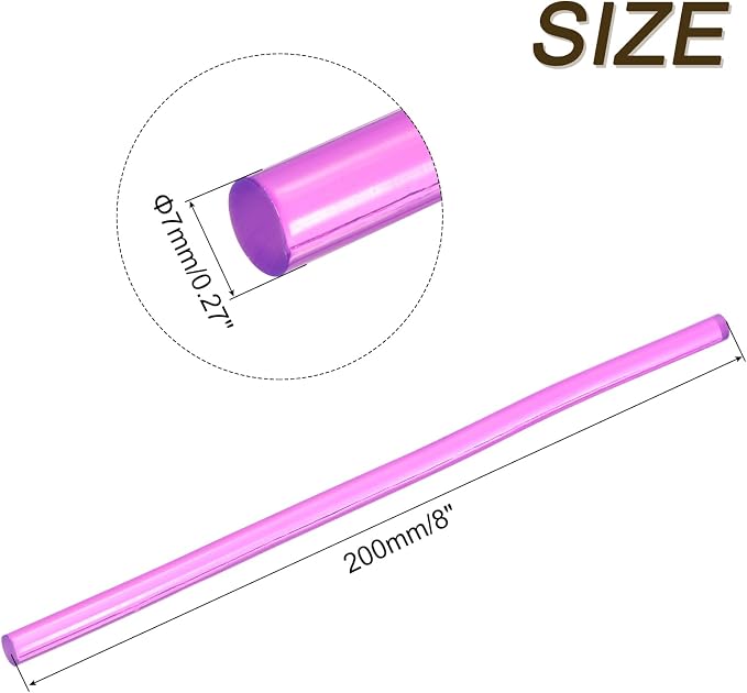uxcell Mini Hot Glue Sticks for Glue Gun 7mm x 200mm Transparent Purple 12pcs