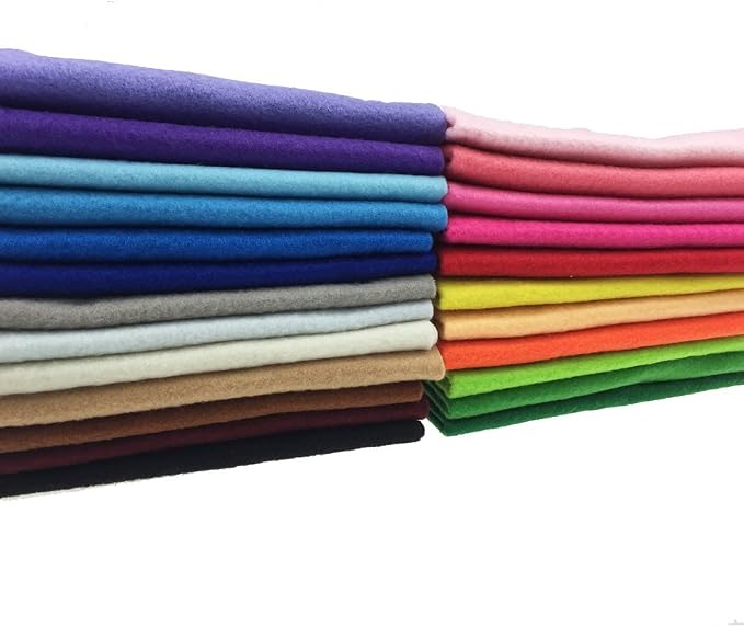 24pcs Thick 1.4mm Soft Felt Fabric Sheet Assorted Color Felt Pack DIY Craft