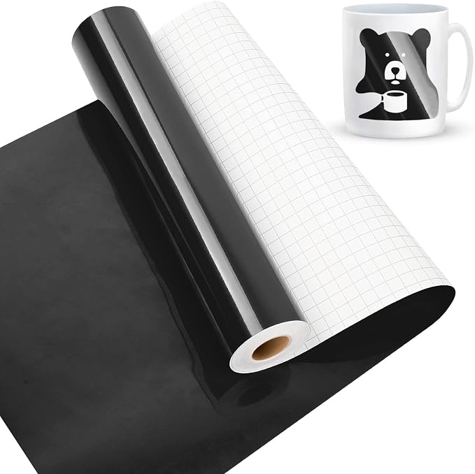 Glossy Black Permanent Vinyl, Lya Vinyl Glossy Black 12" x 50Ft Permanent