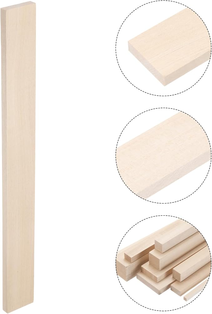 MECCANIXITY 6pcs Wood Sticks, 3/8"x 1.6" x 15" Rectangle Wooden Cube Wood