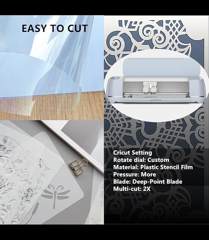 Clear Blank Stencil Sheet for Cuting. 8 Pack 12" x 24" 7.5mil/0.19mm Thick .Gift