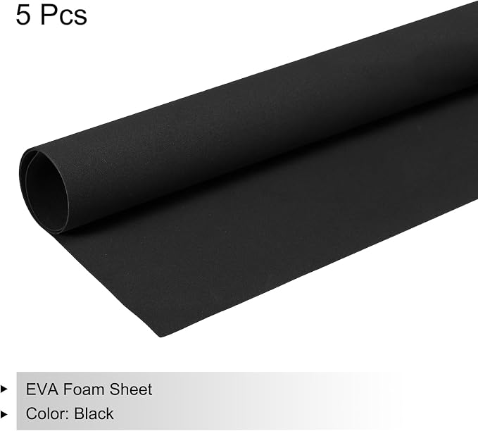 MECCANIXITY EVA Foam Sheets Black 19.7 Inch x 35.4 Inch 1mm Thick Crafts Foam