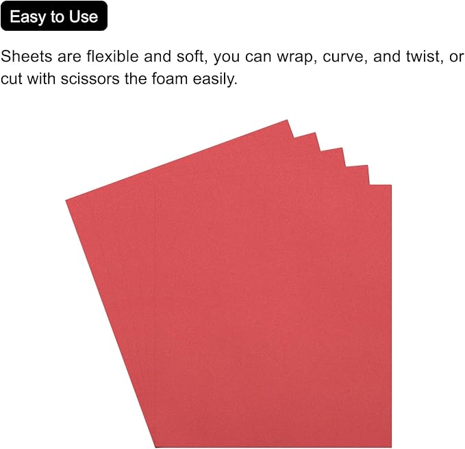 MECCANIXITY EVA Foam Sheets Red 19.7 Inch x 19.7 Inch 1mm Thick Crafts Foam