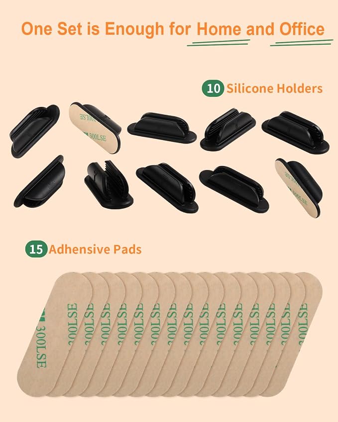 Tiizze Adhesive Pencil Holders for Desk Set of 20
