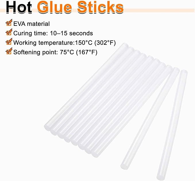 HARFINGTON 10pcs Hot Glue Sticks 0.43" Dia x 3.94" Long EVA Mini Hot Melt